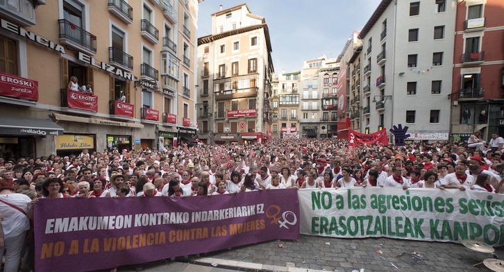 Protesta contra la agresión sexual del día 7 de julio. (Iñigo URIZ / ARGAZKI PRESS)