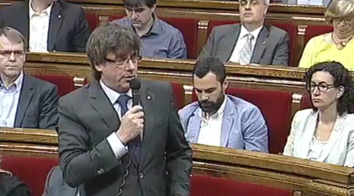 Carles Puigdemont, durante la sesión de control parlamentaria. 