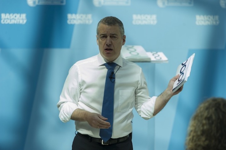 El lehendakari Urkullu, en un acto de balance de legislatura. (Juanan RUIZ / ARGAZKI PRESS)