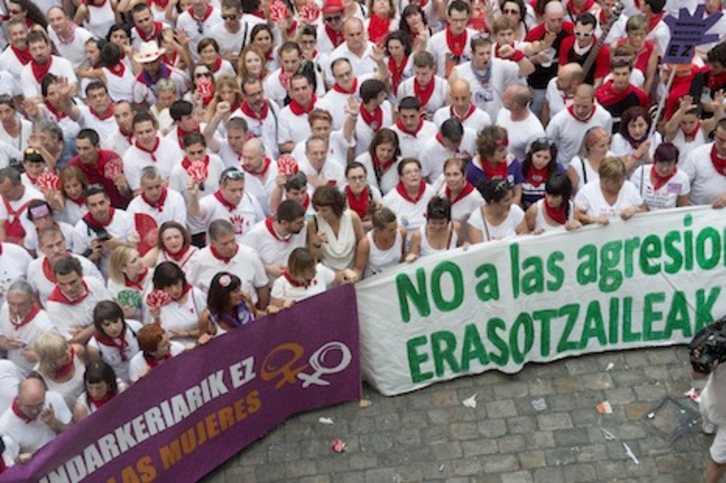 Concentración contra las agresiones sexuales en los pasados sanfermines. (Iñigo URIZ/ARGAZKI PRESS)