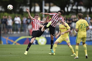 Un lance del choque entre Nantes y Athletic. (JEAN-SEBASTIEN EVRARD / AFP)
