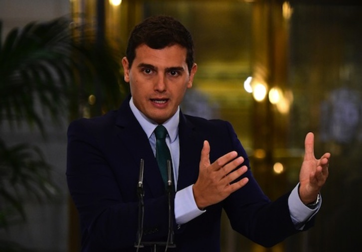 Albert Rivera, líder de Ciudadanos, en una comparecencia anterior. (Gerard JULIEN/AFP)