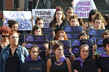 Eraso sexistarik gabeko Aste Nagusiaren alde egin dute Bilbon. (ARGAZKI PRESS)