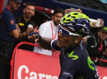 Nairo Quintana izan da indartsuen Covadongako lakuetan. (Jaime REINA / AFP)