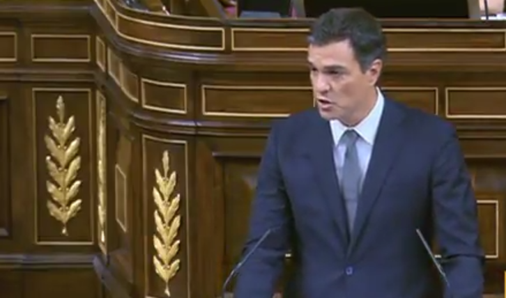 Sanchez durante el debate de investidura.