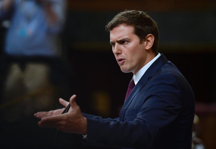 Albert Rivera, durante la sesión de investidura. (Pierre-Philippe MARCOU/AFP)