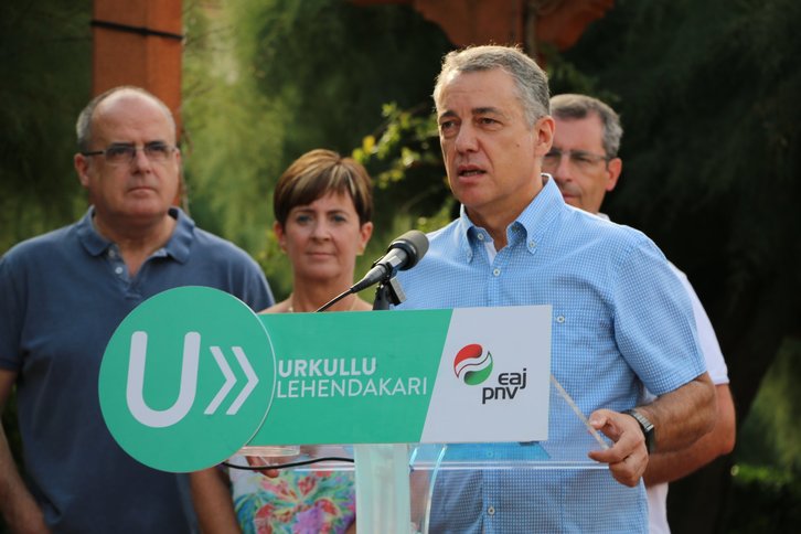 Iñigo Urkullu, durante su intervención en Donostia. (@eajpnv)