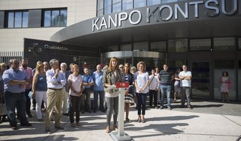 Idoia Mendia, durante el mitin en Gasteiz. (@socialistavasco)