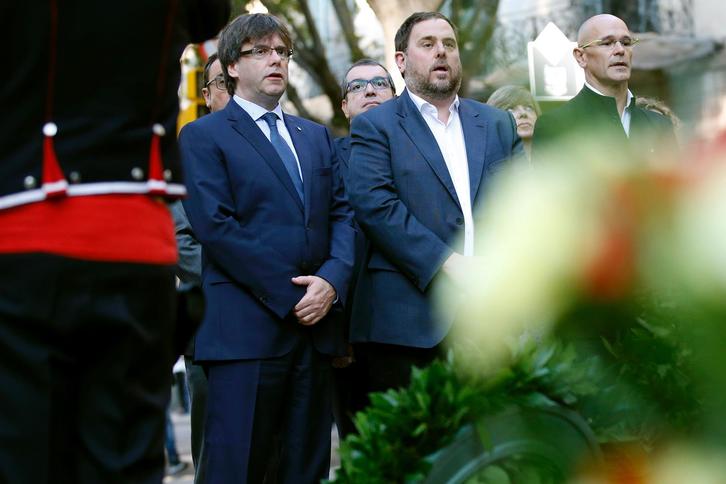 Puigdemont, en los homenajes de la Diada. (Pau BARRENA/AFP)