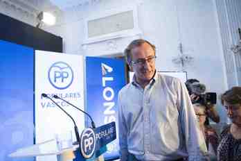 Alfonso Alonso, en la presentación de la campaña del PP. (Gorka RUBIO/ARP)