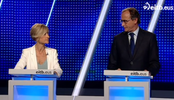 Pili Zabala y Alfonso Alonso, en el momento más tenso del debate de ETB2. 