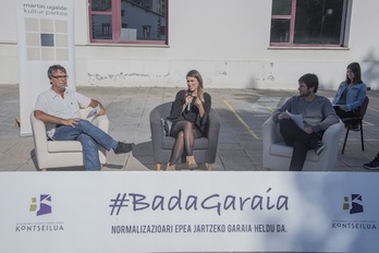 Martin Ugalde Kultur Parkean egin du agerraldia Kontseiluak. (Andoni CANELLADA/ARGAZKI PRESS)