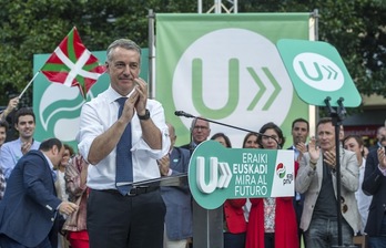 Iñigo Urkullu, durante un mitin ayer miércoles en Barakaldo. (Marisol RAMÍREZ / ARGAZKI PRESS)