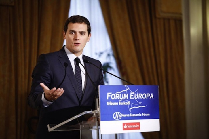 Albert Rivera, durante su intervención en el Fórum Europa de Bilbo. (@Ciudadanoscs)