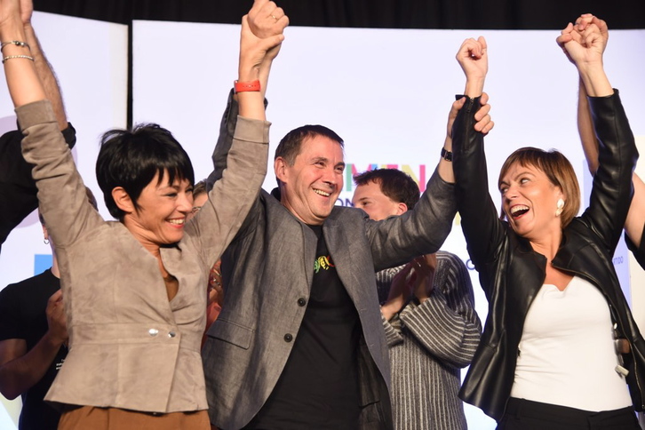 El cierre de campaña de EH Bildu se ha desarrollado en ambiente festivo. (Andoni CANELLADA / ARGAZKI PRESS)