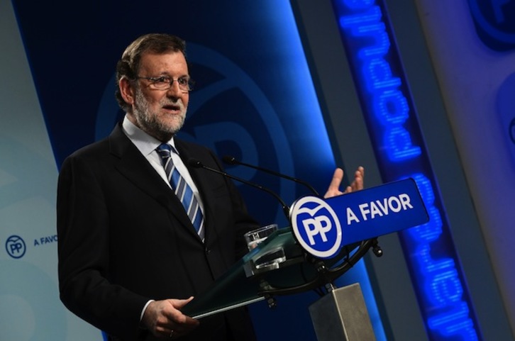 Mariano Rajoy, en su comparecencia de este lunes. (Javier SORIANO / AFP)