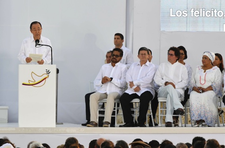 Intervención de Ban Ki-moon, secretario general de la ONU. (Luis ACOSTA/AFP)