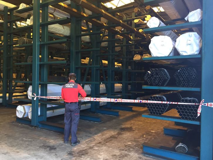 Imagen de archivo de una empresa en la que tuvo lugar un accidente laboral. (POLICÍA FORAL)