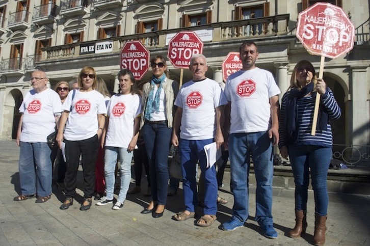 Comparecencia de Kaleratzeak Stop Araba. (Raúl BOGAJO / ARGAZKI PRESS)