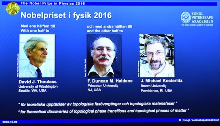 Los tres ganadores del Nobel de Física trabajan en universidades de EEUU. (JONATHAN NACKSTRAND / AFP)
