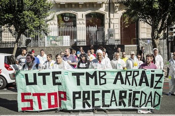 Trabajadores de TMB Arraiz, durante una protesta el pasado junio. (Aritz LOIOLA / ARGAZKI PRESS)
