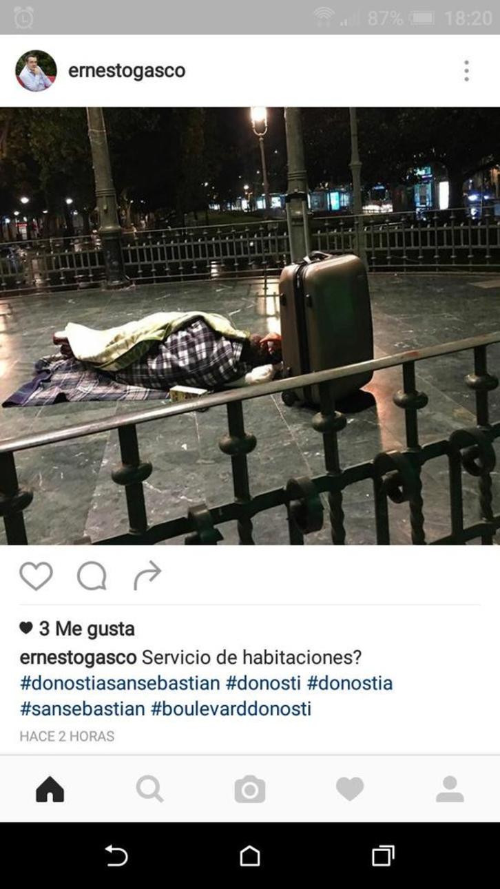 La foto y el comentario que Gasco subió a su Instagram. (NAIZ.EUS)