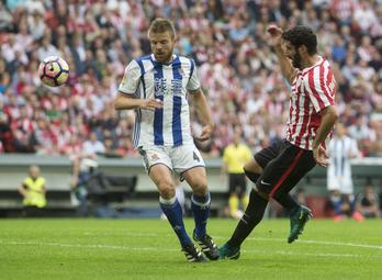 Tentsio handiko derbia izan da San Mamesekoa. (Monika DEL VALLE/ARGAZKI PRESS)