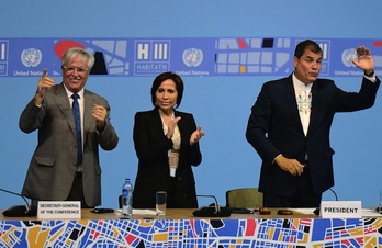 Acto de clausura de la conferencia celebrada en Quito. (Juan CEVALLOS/AFP)