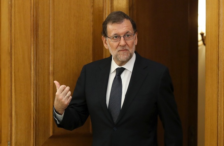 Mariano Rajoy, antes de reunirse con Felipe de Borbón. (Chema MOYA/AFP)