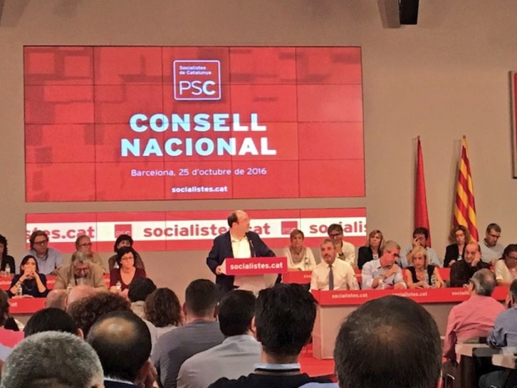 Miquel Iceta, en su intervención ante el Consell Nacional del PSC. (@socialistes_cat)