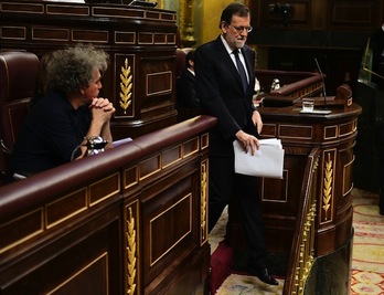 El presidente del Gobierno español en funciones, Mariano Rajoy, durante la sesión de investidura en el Congreso. (Gerard JULIEN/AFP )