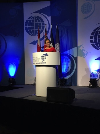 Chrystia Freeland, ministra de Comercio Internacional de Canadá, en una imagen de archivo. (@cafreeland)