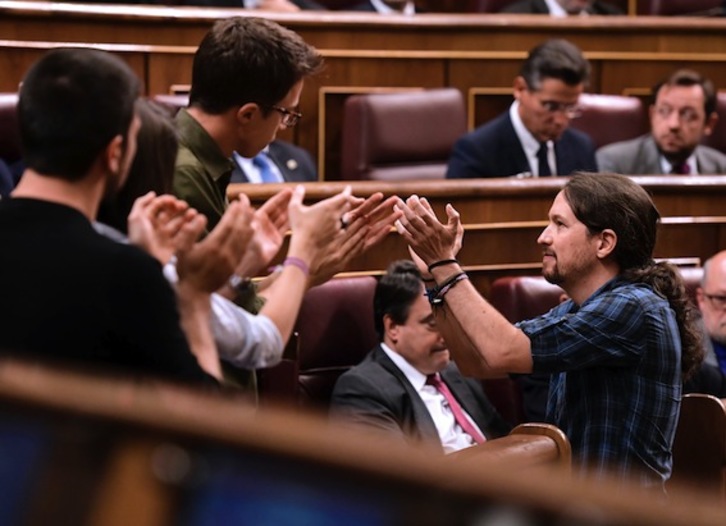 Pablo Iglesias, líder de Podemos, en el Congreso. (Javier SORIANO/AFP)