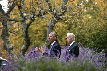 Barack Obama ha comparecido junto a su vicepresidente, Joe Biden. (NICHOLAS KAMM / AFP)