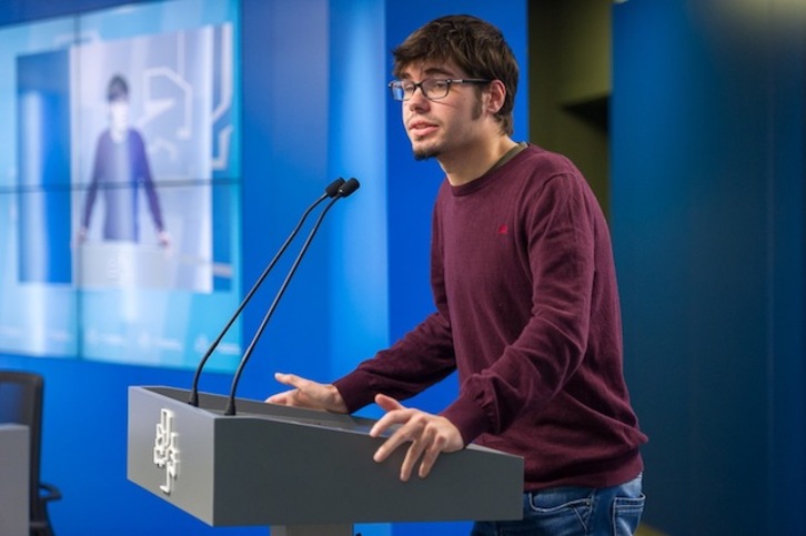 Landr Martínez, portavoz de Elkarrekin Podemos. (Juanan RUIZ / ARGAZKI PRESS)