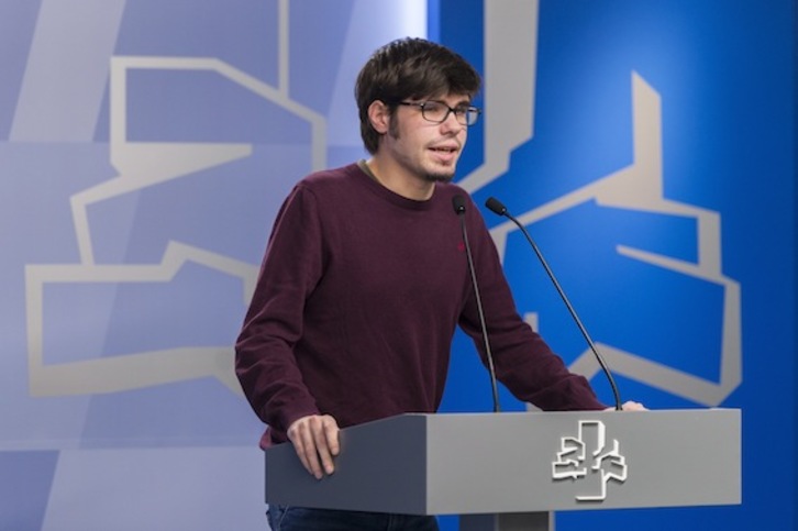 Lander Martínez, portavoz de Elkarrekin Podemos en el Parlamento de Gasteiz. (Juanan RUIZ/ARGAZKI PRESS)