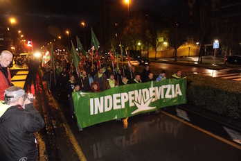 Una de las movilizaciones llevadas a cabo por Independentistak en Durango. (Jon URBE / ARGAZKI PRESS)