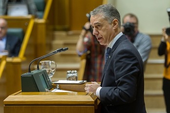 Iñigo Urkullu, durante su intervención en el Parlamento. (Juanan RUIZ/ARGAZKI PRESS)