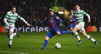 Messi ha vuelto a marcar diferencias, esta vez en Glasgow. (Paul ELLIS / AFP)