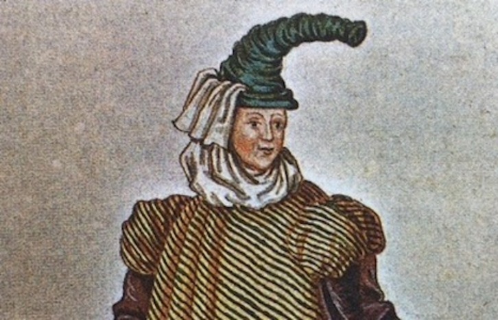 Grabado de una mujer de Iruñerria del año 1572.