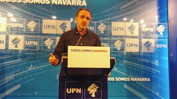 Javier Esparza, en la presentación de las enmiendas parciales a los Presupuestos que realiza UPN. (UPN)
