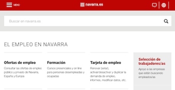 Portada de la página web del Servicio Navarro de Empleo.