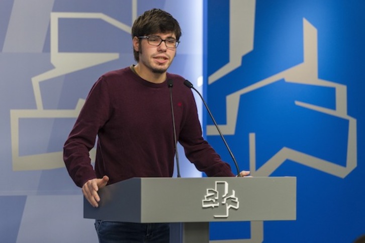 Lander Martínez, portavoz de Elkarrekin Podemos en el Parlamento de Gasteiz. (Juanan RUIZ/ARGAZKI PRESS)