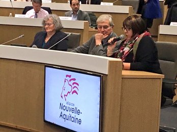 Tres consejeros vascos han presentado en el Consejo Regional de Aquitania una declaración en favor de los detenidos en Luhuso. (@NaimaCharai)