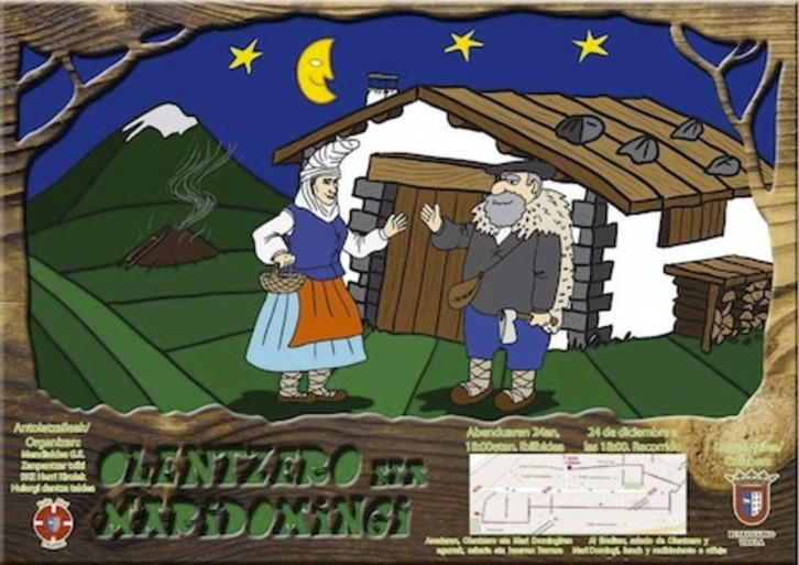 Cartel del Olentzero y Mari Domingi de Berriozar.