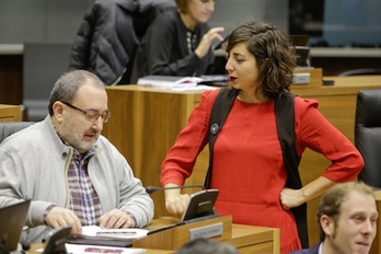 Nuin y Pérez, en la sesión plenaria de la Cámara. (PARLAMENTO DE NAFARROA)