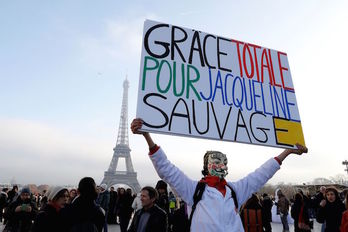 Movilización en París el pasado 10 de diciembre pidiendo el indulto para Sauvage. (FRANCOIS GUILLOT  / AFP)