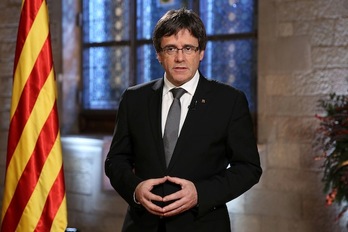 El president, Carles Puigdemont, durante su discurso de fin de año. (GENERALITAT)