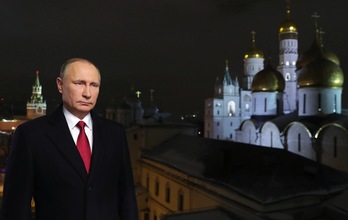 Vladimir Putin, durante el discurso de fin de año. (Mikhail KLIMENTIEV / AFP)