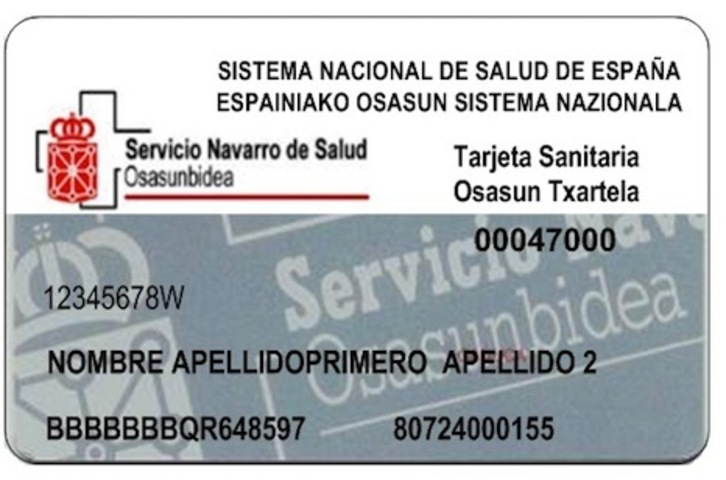 Imagen de la nueva tarjeta sanitaria que está enviando Salud. (GOBIERNO DE NAFARROA)